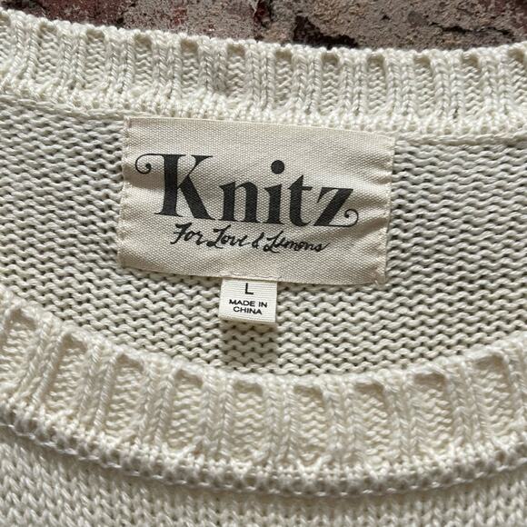 NEW For Love and Lemons Knitz Alpine Knit Round Neck Sweater Dress Size Large - Picture 5 of 11